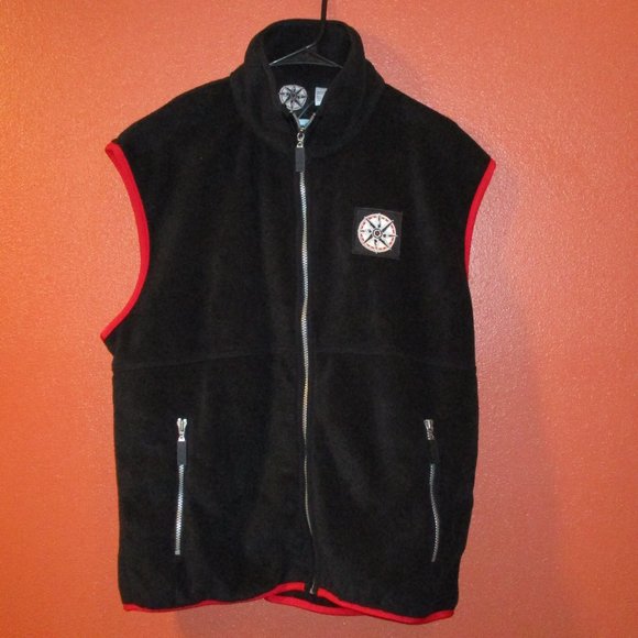 Marlboro NEW Vintage 1997 Men Large Black Red Full Zip Warm Outdoors Vest